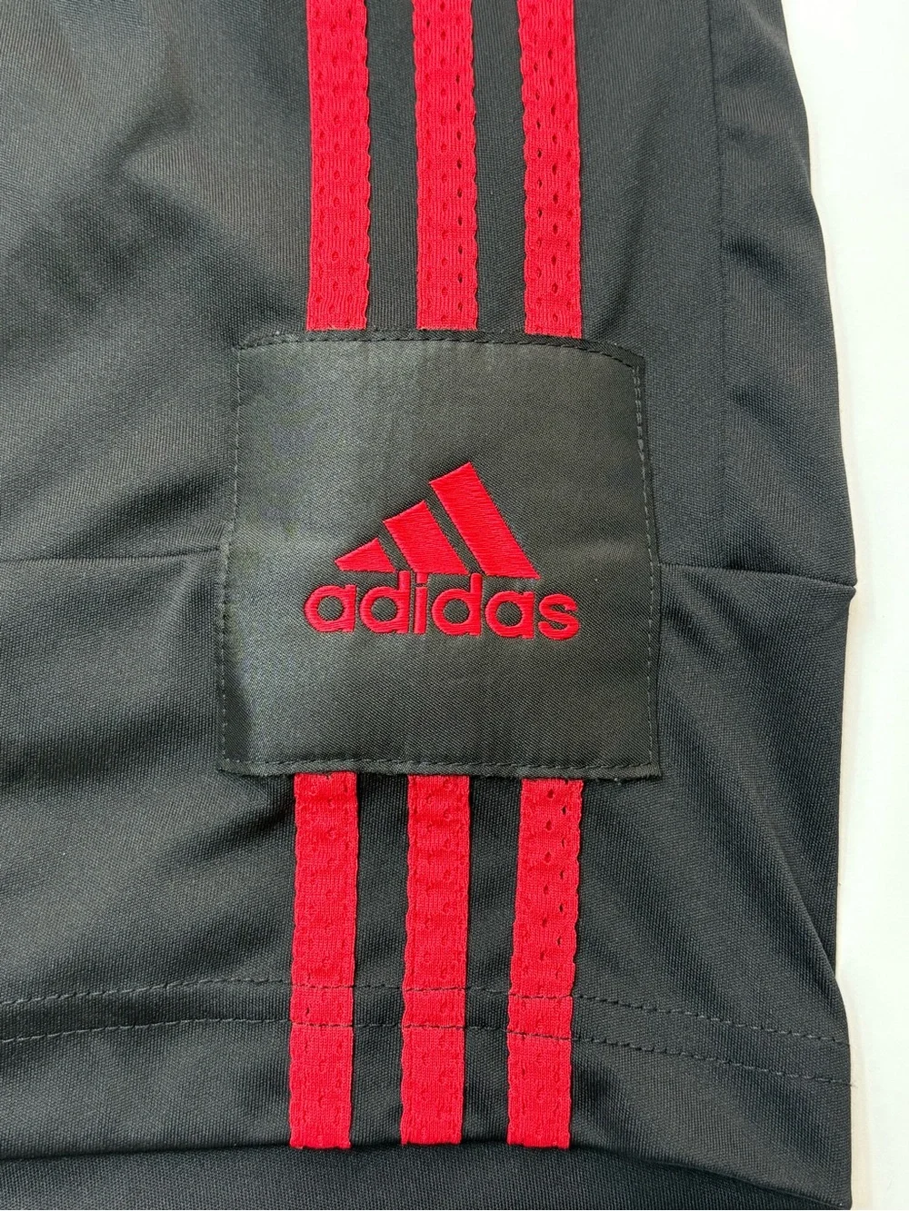 adidas Men’s Black & Red Snap-Side Athletic Shorts